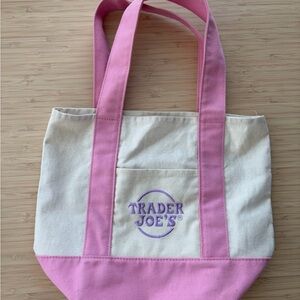 Trader Joe's Pink and Cream Tote Bag